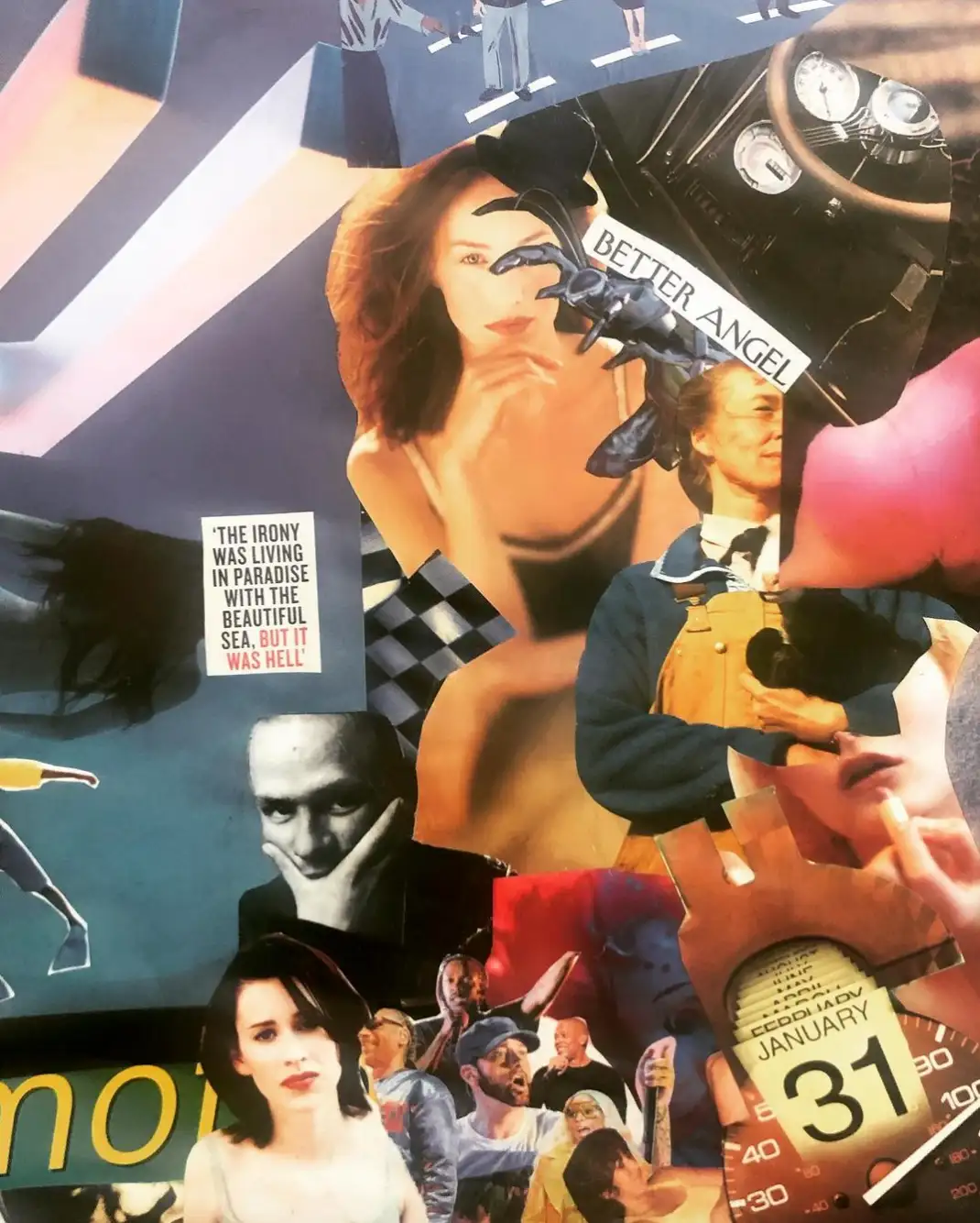 Collage with the phrase “Better angel” and a calendar page reading January 31.